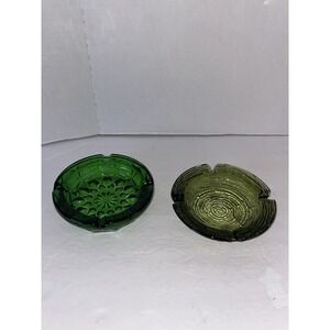 Vintage 1960's Anchor Hocking Soreno Large Avocado Green & Amber Party Ashtray